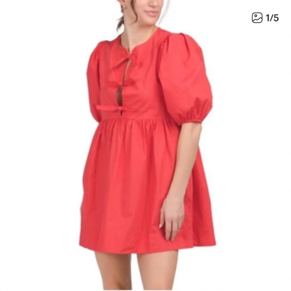 BAND OF THE FREE Red Bow Front Cotton Dress